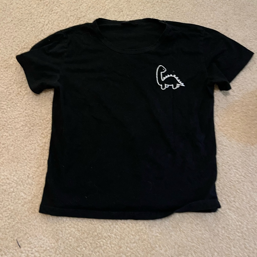 Black T-shirt with little dinosaur